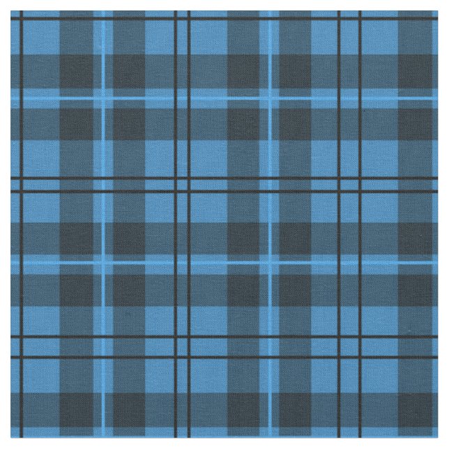Blue and Black Plaid Pattern Fabric (Close Up)
