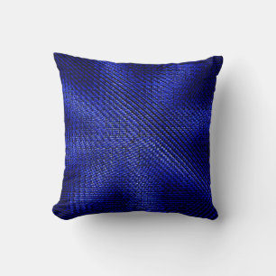 Blue and black plaid textile throw pillow