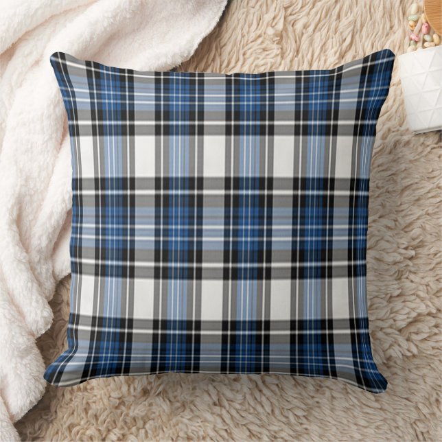 Blue And Black Plaid Throw Pillow (Blanket)