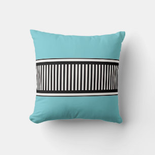 Blue and Black Polka Dot Lines Abstract Throw Pillow