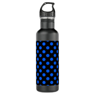Blue and black polka dots 710 ml water bottle