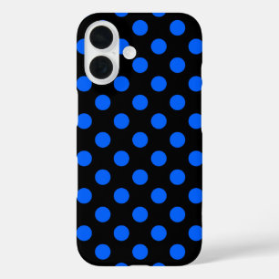 Blue and black polka dots iPhone 16 case