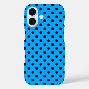 Blue and Black Polka Dots iPhone 16 Case