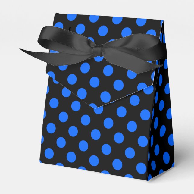 Blue and black polka dots favor box (Front Side)