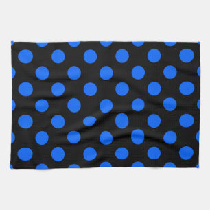 Blue and black polka dots kitchen towel