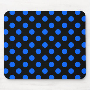 Blue and black polka dots mouse pad