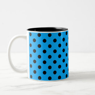 Blue and Black Polka Dots Two-Tone Coffee Mug
