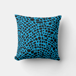Blue And Black Psychedelic Oragnic Skin Pattern Throw Pillow