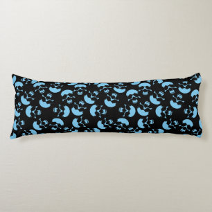 Blue and Black Repeating Motif   Skull Pattern Body Pillow