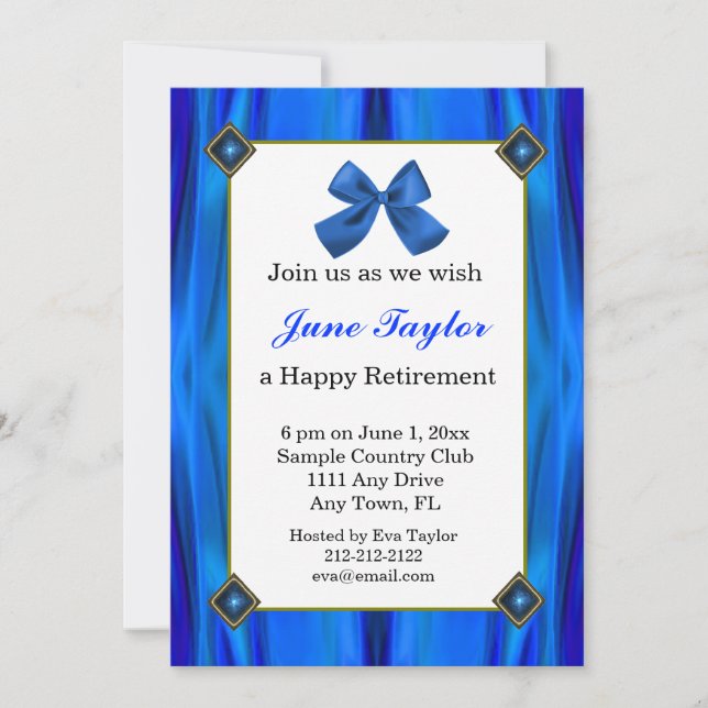 Blue and Black Retirement Party Invitation (Front)