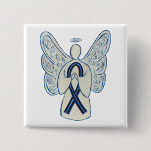 Blue and Black Ribbon Awareness Angel Pin