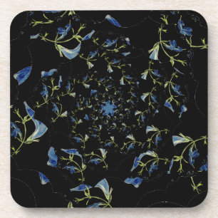 Blue and black Sage fractal art Coaster