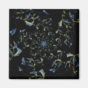 Blue and black Sage fractal art Magnet