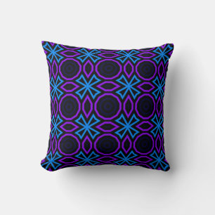 Blue and black seamless pattern with simple geomet throw pillow
