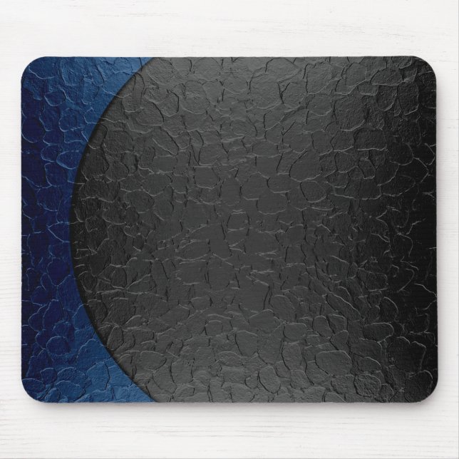 Blue and Black Shiny Stainless Steel Metal Mouse Pad (Front)