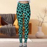 Blue And Black Spots Pattern Safari Leopard Print Leggings<br><div class="desc">Upgrade your workouts with this leopard print leggings,  featuring bold black spots on a vibrant blue background. Made from soft,  stretchy fabric,  it's perfect for yoga,  gym sessions,  or casual wear. Customize it (optional) with your own image for a unique touch. Embrace your wild side today!</div>