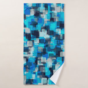 blue and black square pattern abstract backgrounda bath towel