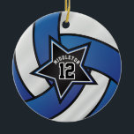 Blue and Black Star Volleyball 🏐 Ceramic Ornament<br><div class="desc">Volleyball Sport Player Christmas Ornament ready for you to personalize. Makes a wonderful personalize gift for your volleyball player, coach, fan, etc... ⭐This Product is 100% Customizable. *****Click on CUSTOMIZE BUTTON to add, delete, move, resize, changed around, rotate, etc... any of the graphics or text or use the fill in...</div>
