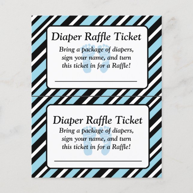 Blue and Black Striped Baby Shower Raffle Ticket Flyer (Front)