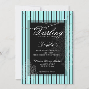 Blue and black stripes Invitation