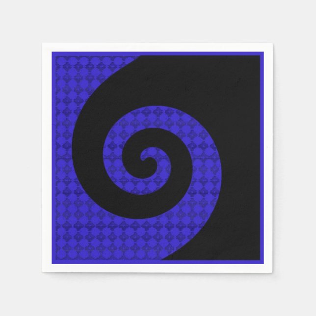 Blue and Black Swirl Pattern Napkins (Front)