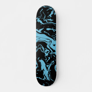 Blue and Black Swirls abstract fluid paint Skateboard