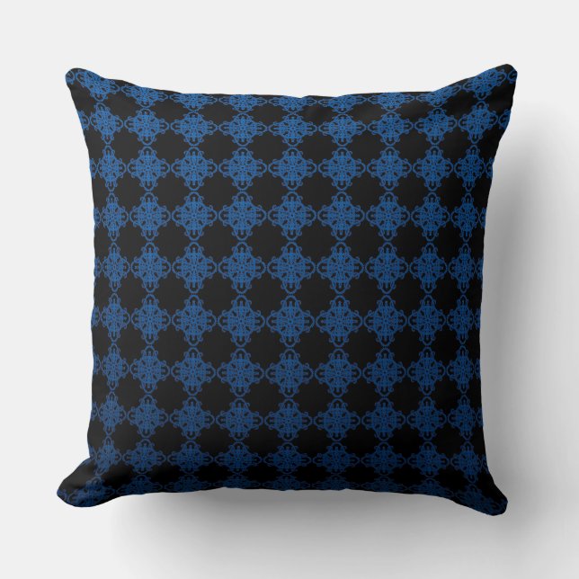 Blue And Black Throw Pillow (Front)
