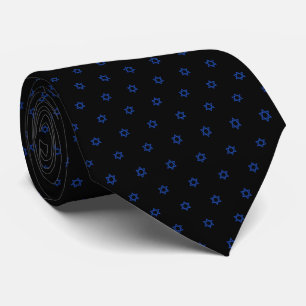 Blue and Black Tiny Small Star Of David Tie