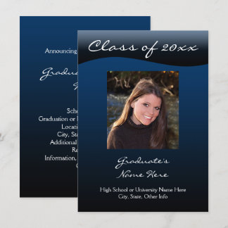 Blue and Black Wave Graduation Announcement