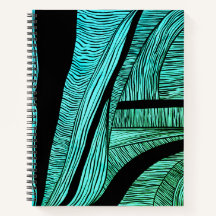 Blue and Black Wave Merge Spiral Notebook
