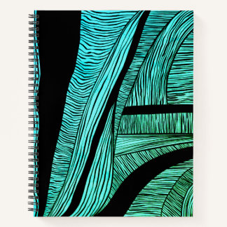 Blue and Black Wave Merge Spiral Notebook