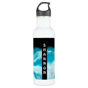 Blue and Black Wave Personalized Marble Fluid Art  710 Ml Water Bottle