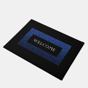 Blue And Black Welcome Doormat