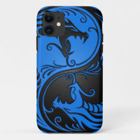 Blue and Black Yin Yang Dragons