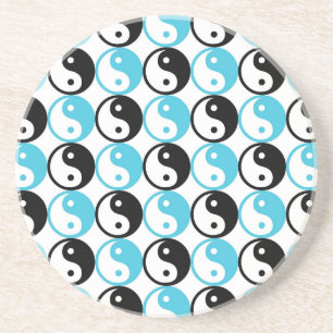 Blue and black yin yang pattern coaster