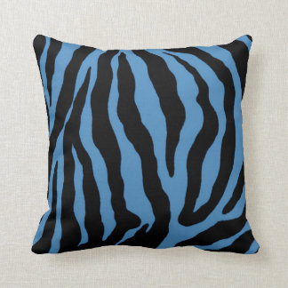 Blue and Black Zebra Print Striped Pillow