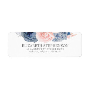 Blue and Blush Watercolor Flowers Elegant