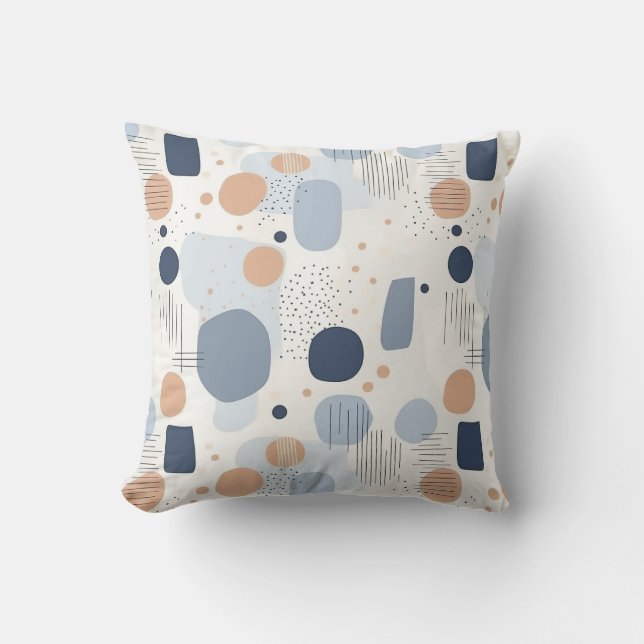 Blue and Brown Abstract Colour DesignFleece Blanke Throw Pillow (Front)