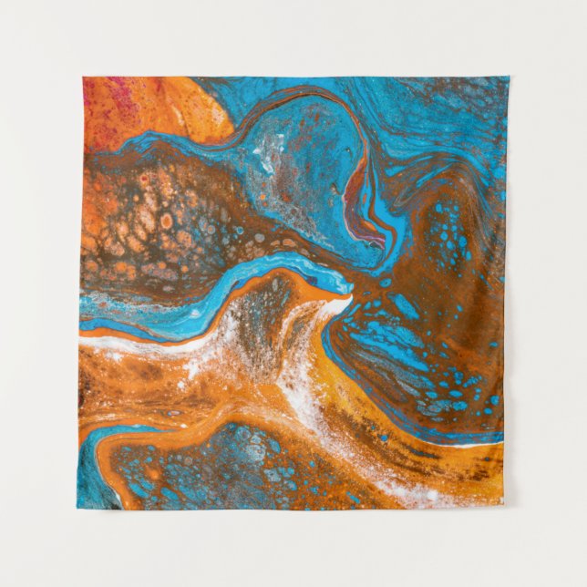 Blue and brown abstract painting tapestry (Front)