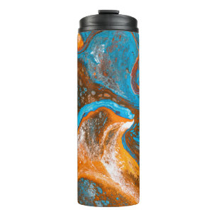 Blue and brown abstract painting thermal tumbler