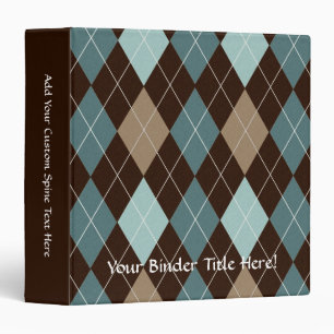 Blue and Brown Argyle Fashion Pattern Binder