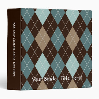 Blue and Brown Argyle Fashion Pattern Binder