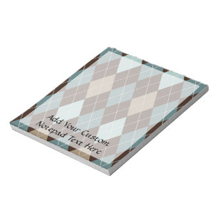 Blue and Brown Argyle Fashion Pattern Notepad