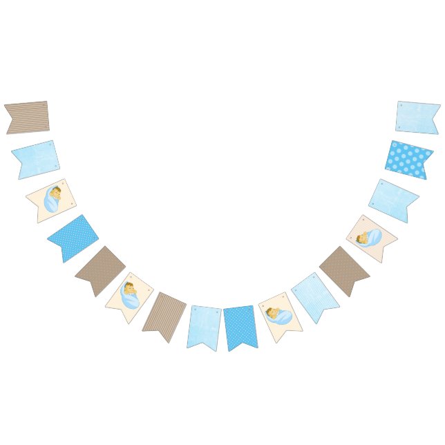 Blue and Brown Baby Boy Baby Shower Party Banner (All)