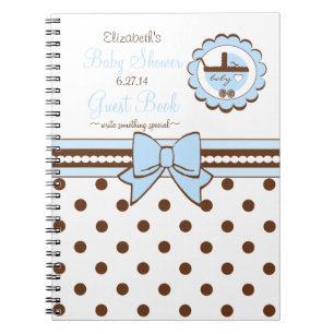 Blue and Brown-Baby Shower Guest Book- Notebook