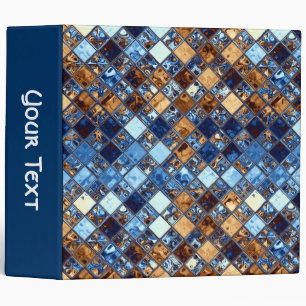 Blue and Brown Bandana Mosaic Tile Art Binder