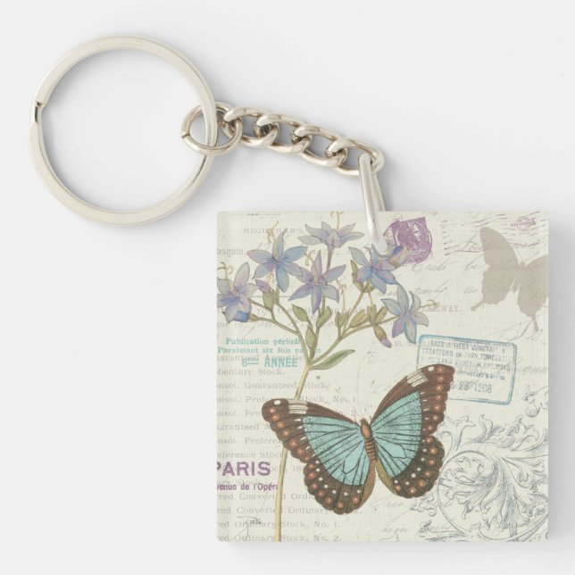 Blue and Brown Butterfly Keychain (Front)