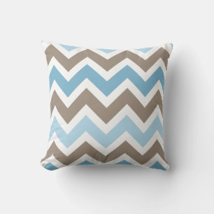 Blue and Brown Chevron Zigzag Pattern Throw Pillow
