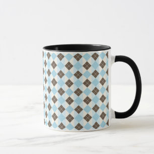 Blue and Brown Classic Argyle Pattern Mug