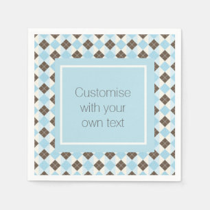 Blue and Brown Custom Argyle Pattern Napkin